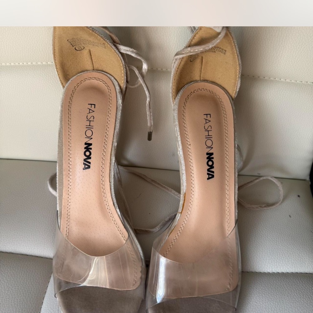 Fashion Nova Women's Clear Heels - Tan